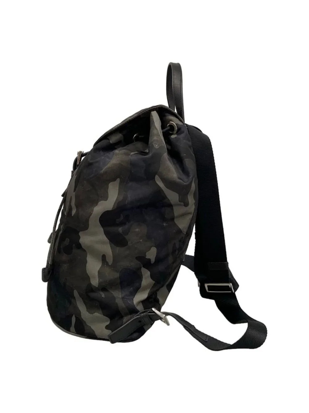 Prada Backpack Khaki Black Camo Leather